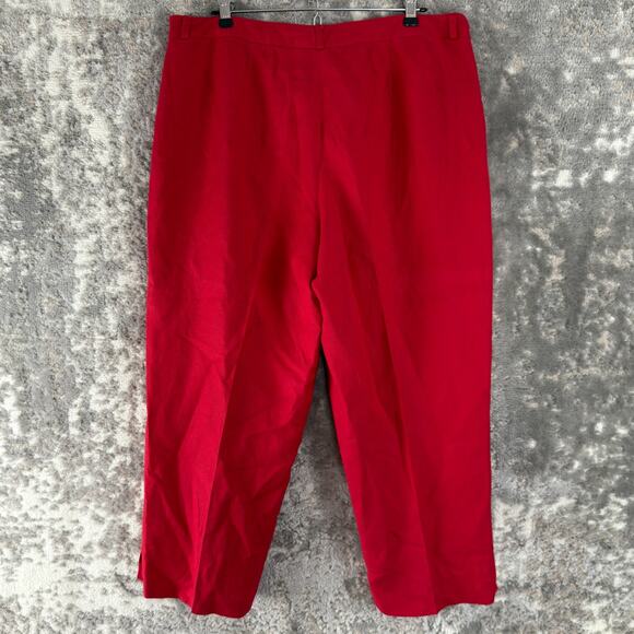 Larry Levine Sport Size 12 Cropped Linen Blend Flat Front Pants Red Zip - Picture 5 of 13